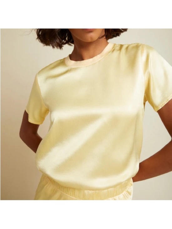 Nation LTD Tops - Nation LA Marie Satin Boxy Tee in Butter Yellow Small